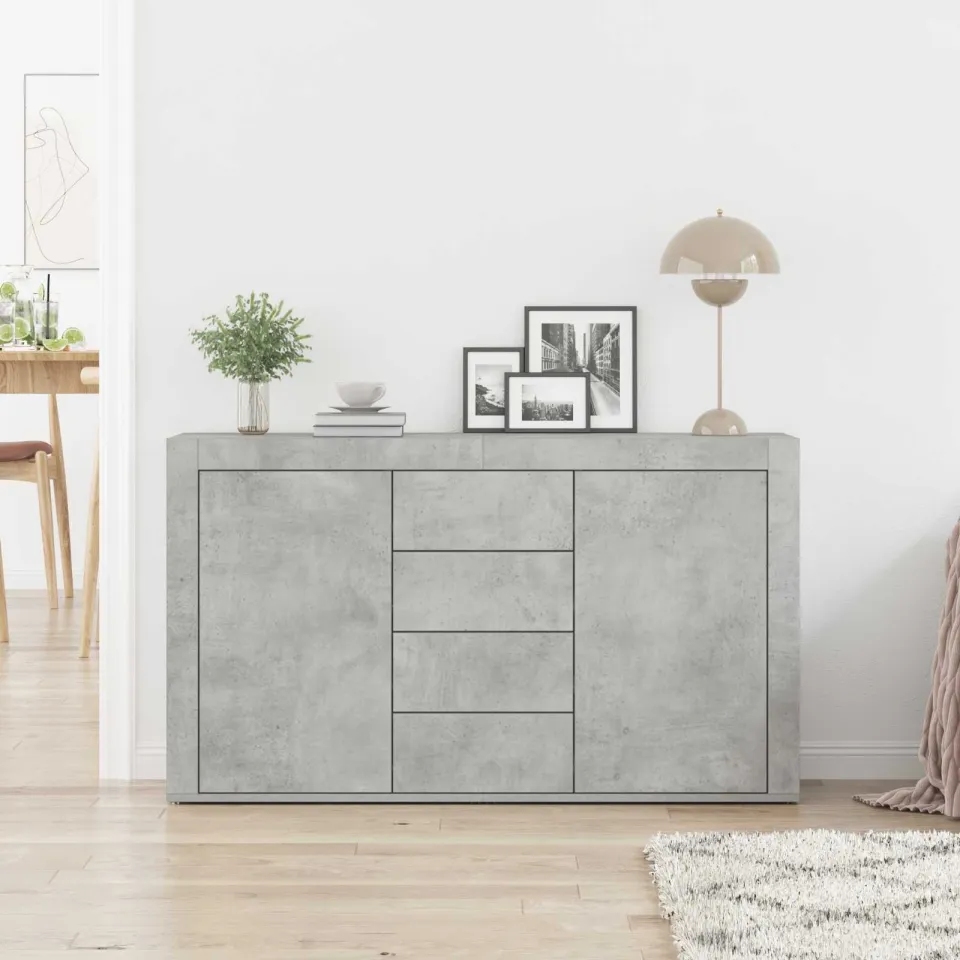 vidaXL Dressoir Beton Grijs 120 x 36 x 69 cm Bewerkt hout, foto 3