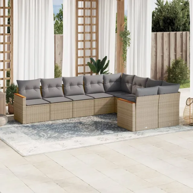 vidaXL Patio Sofa Set 9-zits Gemengd beige, foto 2