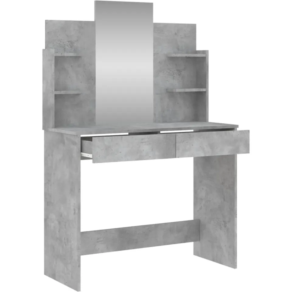vidaXL Kaptafel met spiegel 96x39x142 cm betongrijs grijs, foto 4