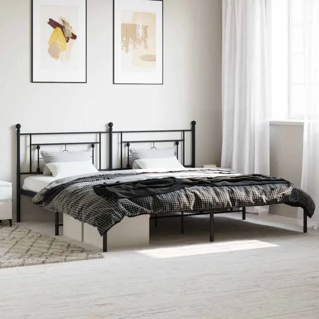 vidaXL Bedframe met hoofdbord metaal zwart 193x203 cm