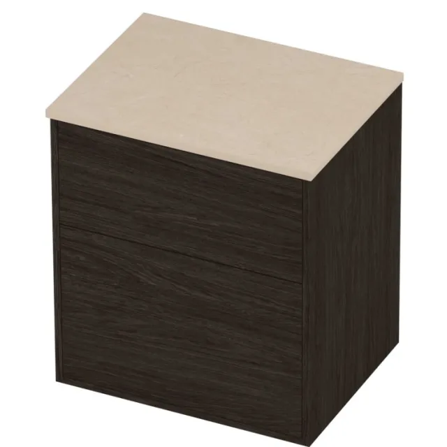 Proline Deck Badmeubelset Hardsteen Voor Grepen Asymmetrisch 60x46x67 cm Sand Stone Mokka Oak Eiken