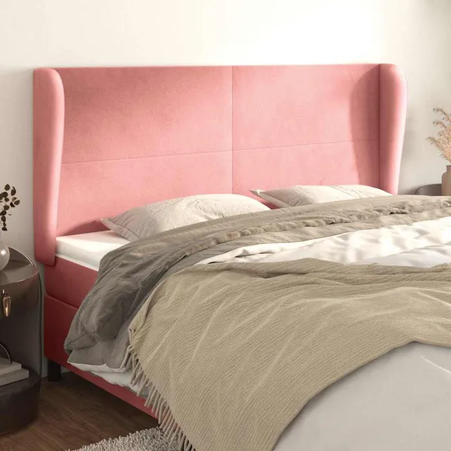 vidaXL Hoofdbord met randen 183x23x118/128 cm fluweel roze