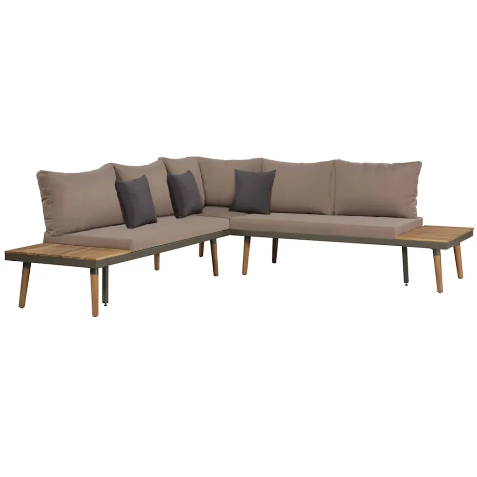 vidaXL 4-delige Loungeset met kussens massief acaciahout bruin, foto 2