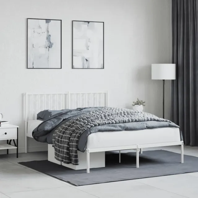 vidaXL Bedframe met hoofdbord metaal wit 140x190 cm