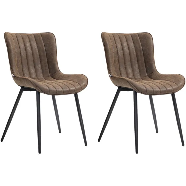 Homcom Eetkamerstoel - Synthetische bekleding - 49x61x80,5cm - Bruin