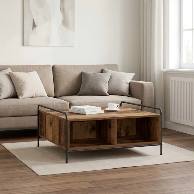 vidaXL Salontafel Oud hout 90 x 90 x 41 cm Bewerkt hout Bruin