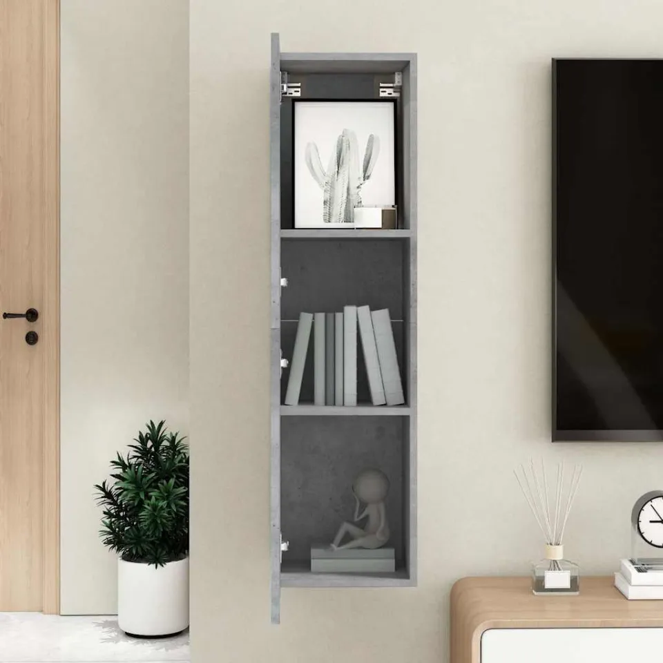 vidaXL Tv-meubel 30,5x30x110 cm bewerkt hout betongrijs grijs, foto 3