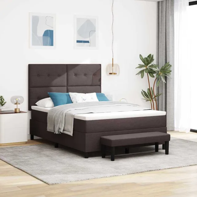 vidaXL Boxspringbed met hoofdeinde Donkerbruin 140 x 190 cm Stof