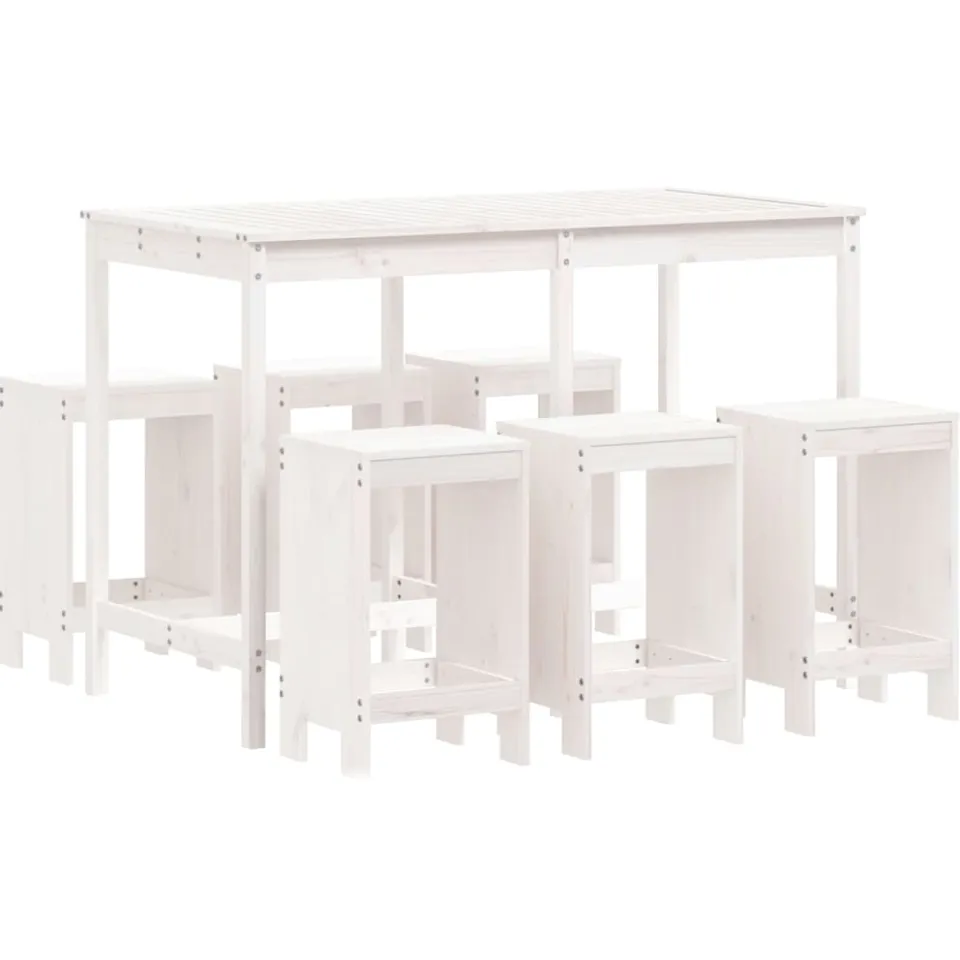 vidaXL 7-delige Barset massief grenenhout wit, foto 4