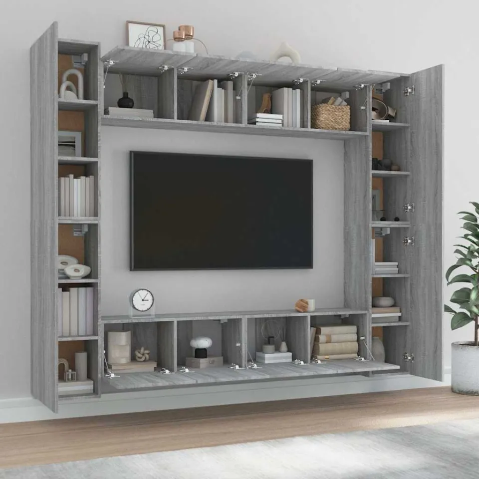 vidaXL 8-delige Tv-meubelset bewerkt hout grijs sonoma eikenkleurig, foto 4