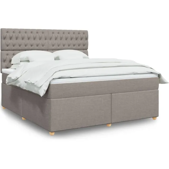 vidaXL Boxspring met matras stof taupe 180x200 cm