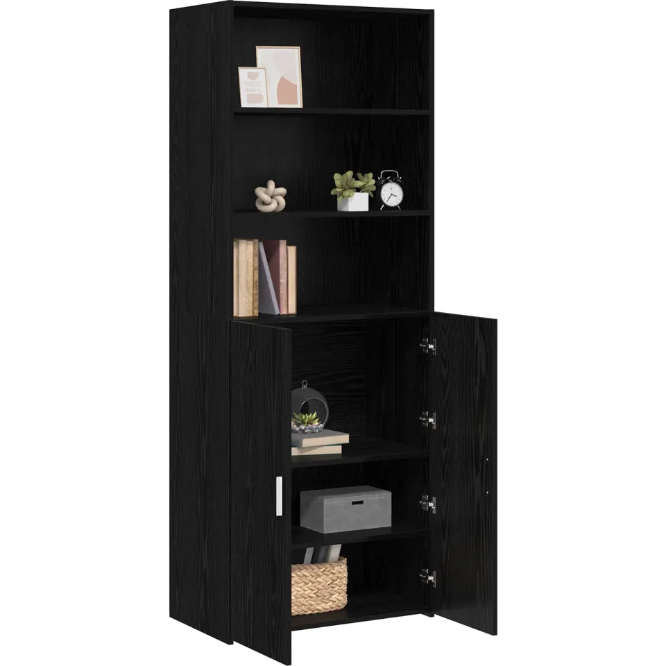 vidaXL Hoge kast Zwart eiken 70 x 42,5 x 185 cm Bewerkt hout