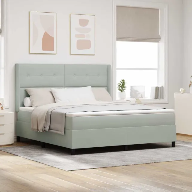 vidaXL Boxspringbed met hoofdeinde Lichtgrijs 180 x 200 cm Fluweel