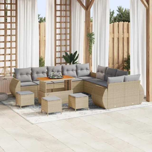 vidaXL Tuinbankenset 14 st Beige poly rattan