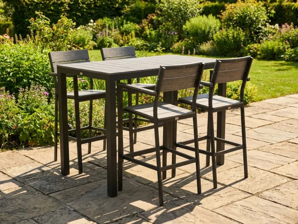 Bellagio tuinmeubelen Bellagio Fidenza 150cm barset 5-delig zwart, foto 4