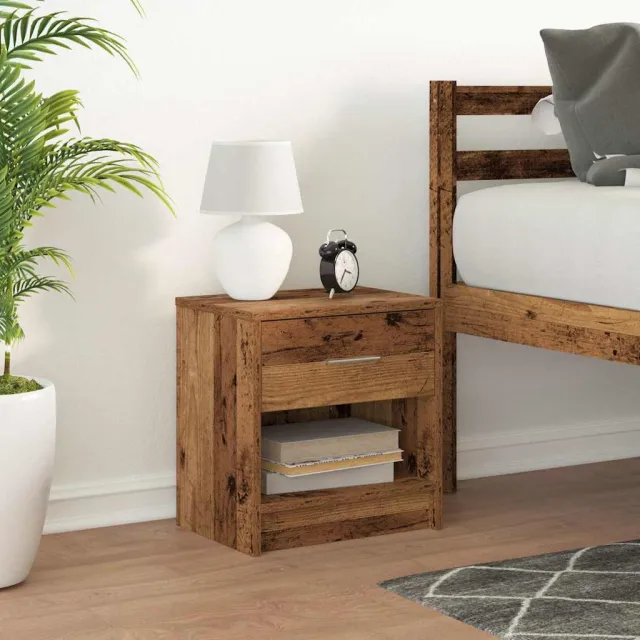 vidaXL Nachtkastje met lade 39x28x41 cm oud houtkleurig grijs, foto 2