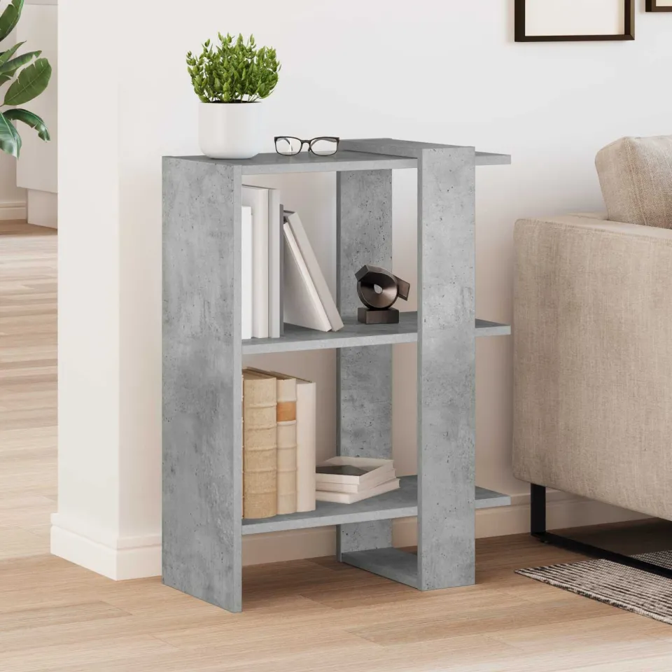 vidaXL Boekenkast 2-laags 52 x 25 x 71,5 cm Bewerkt hout Beton Grijs, foto 4