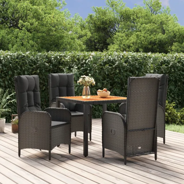 vidaXL 5-delige Tuinset met kussens poly rattan zwart, foto 2