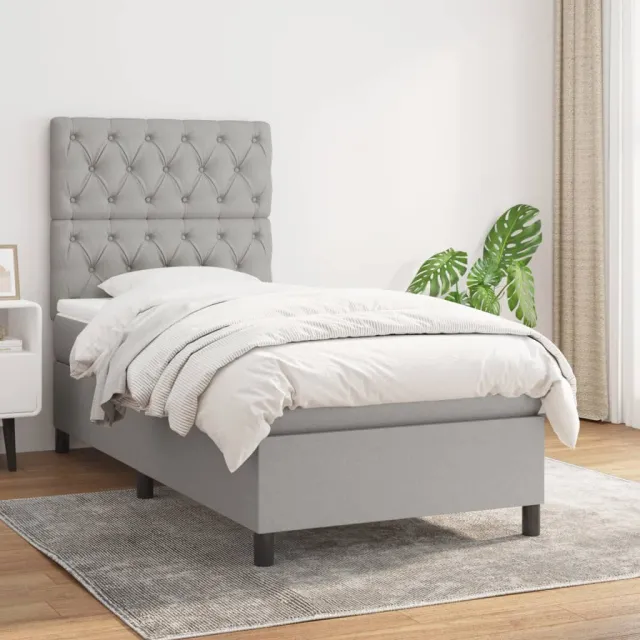 vidaXL Boxspring met matras stof lichtgrijs 80x200 cm grijs