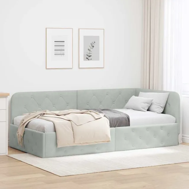 vidaXL Hoekbedframe Lichtgrijs 100 x 200 cm fluweel