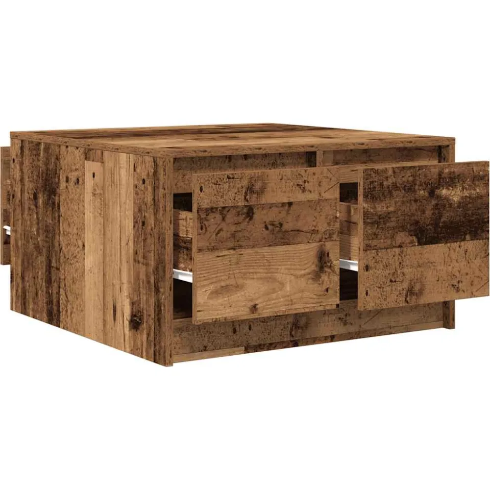 vidaXL Salontafel met lades 70,5x70x40 cm oud hout bruin, foto 4