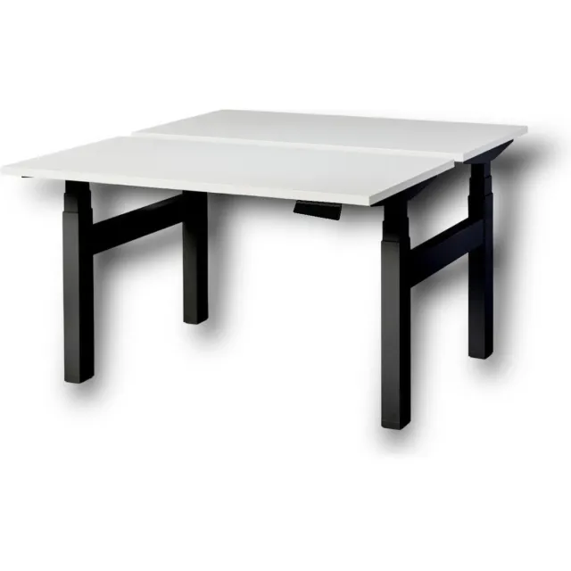 FERBOX - Kantoor & Design Duo zit sta bureau elektrisch - wit blad - zwart onderstel - 120 x 80 - NIEUW