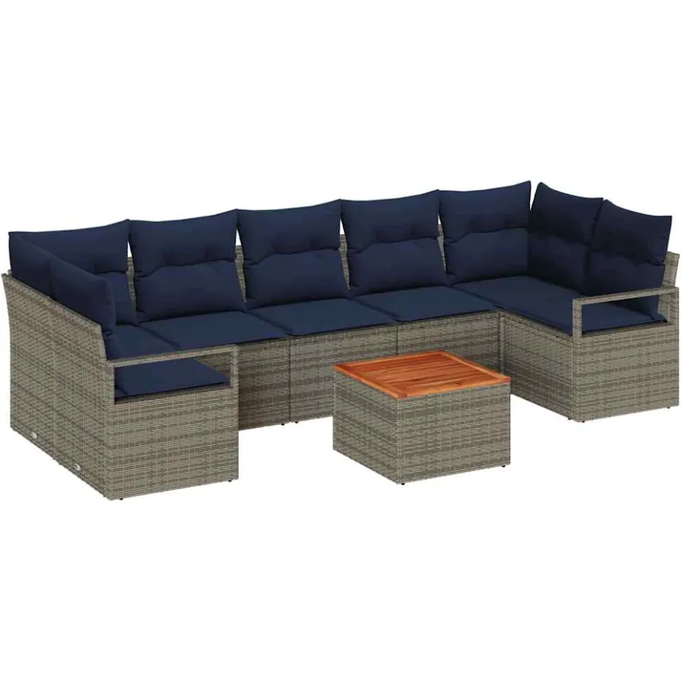 vidaXL Tuinbankenset 8 st Grijs poly rattan