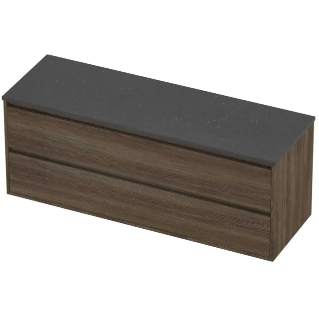 Proline Deck Badmeubelset Hardsteen Greeploos Symmetrisch Kader 140x46x54 cm Blue Stone Vital Oak Eiken