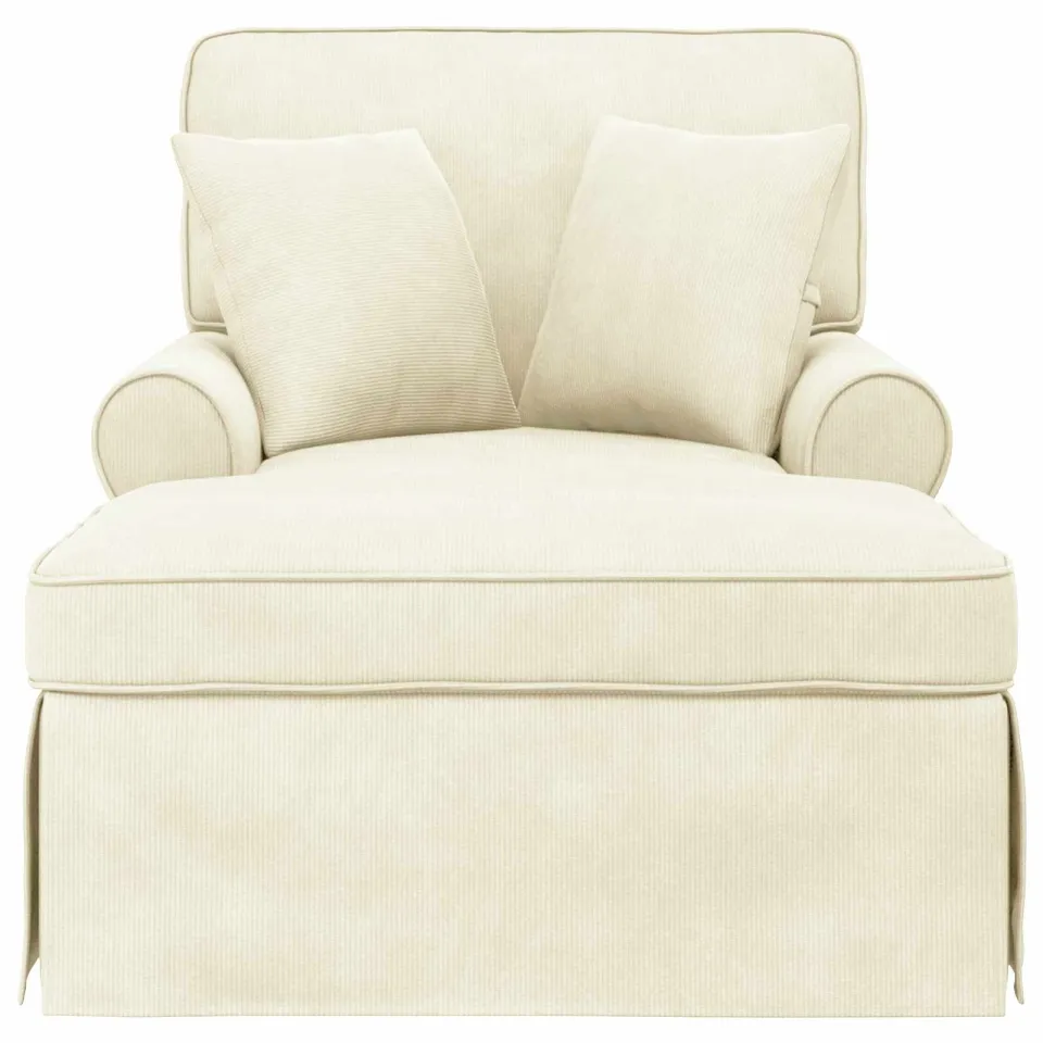 vidaXL Chaise Lounge met Rok 3 st Crème Katoen Stof 91 x 157 x 91 cm