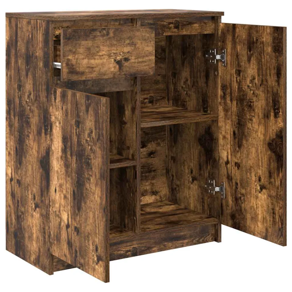 vidaXL Dressoir met lade 71x35x84 cm spaanplaat gerookt eikenkleurig, foto 4