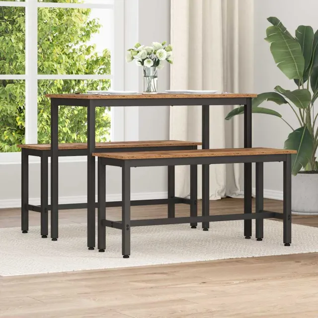 vidaXL Eetbank Oudhout 100 x 32,5 x 48,5 cm Engineered hout en staal Bruin