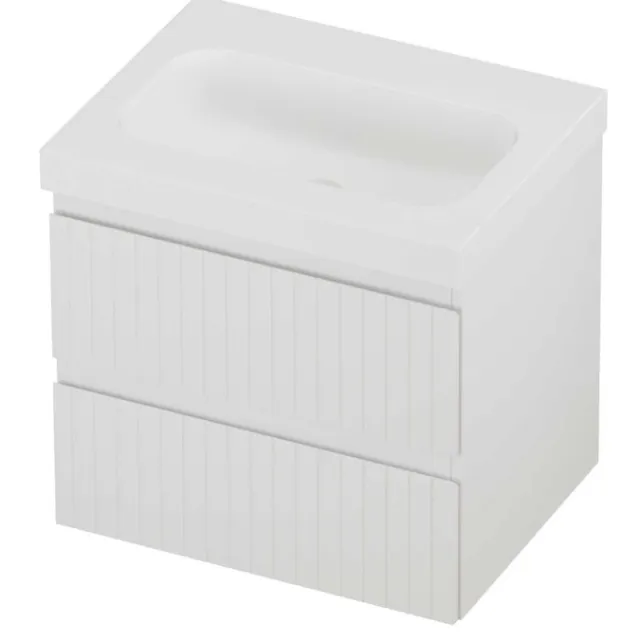 Proline Haga Badmeubelset Polystone Mezza Zonder Kraangat Gefreesd 60x46x58 cm Mat White Mat Wit