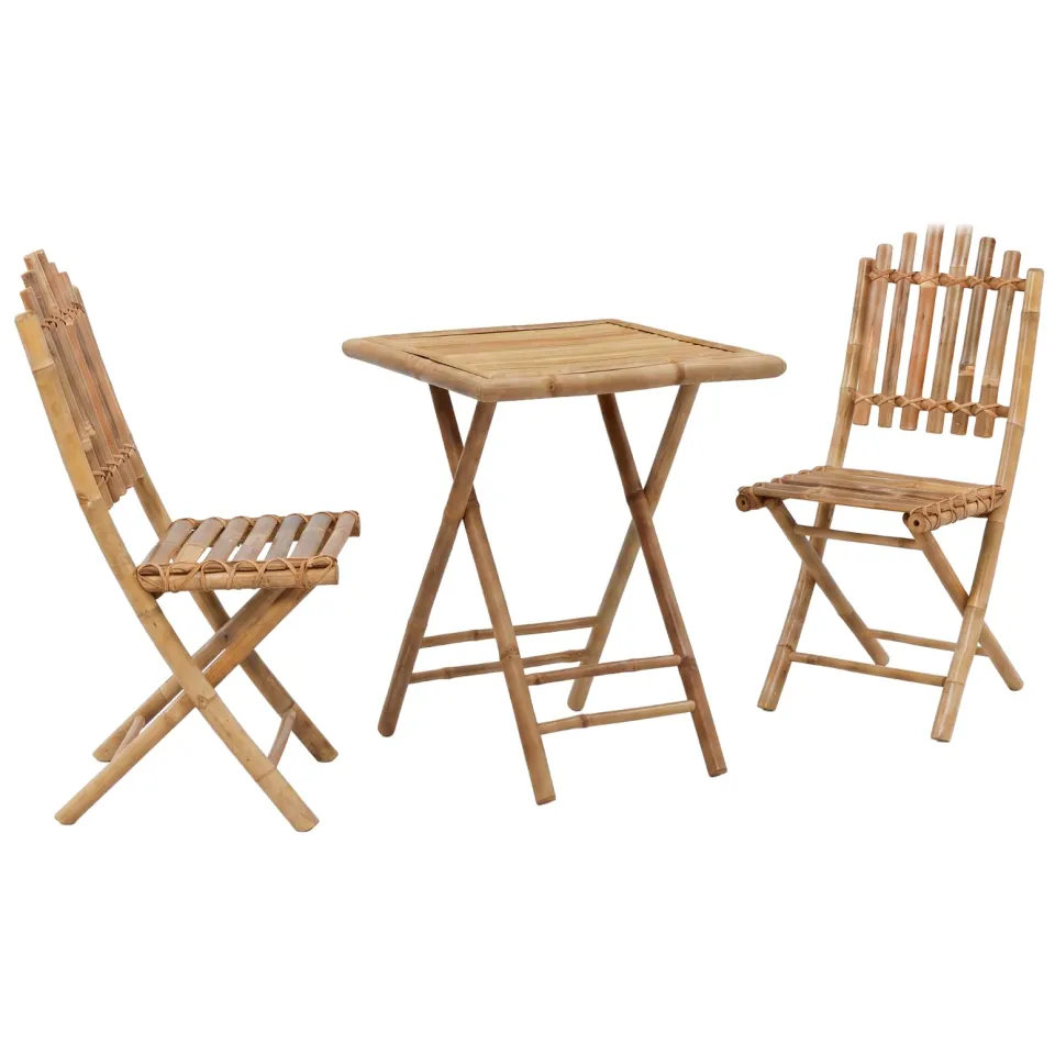 vidaXL Vouwbare tuin eetset 3 st Naturel Bamboe, foto 3