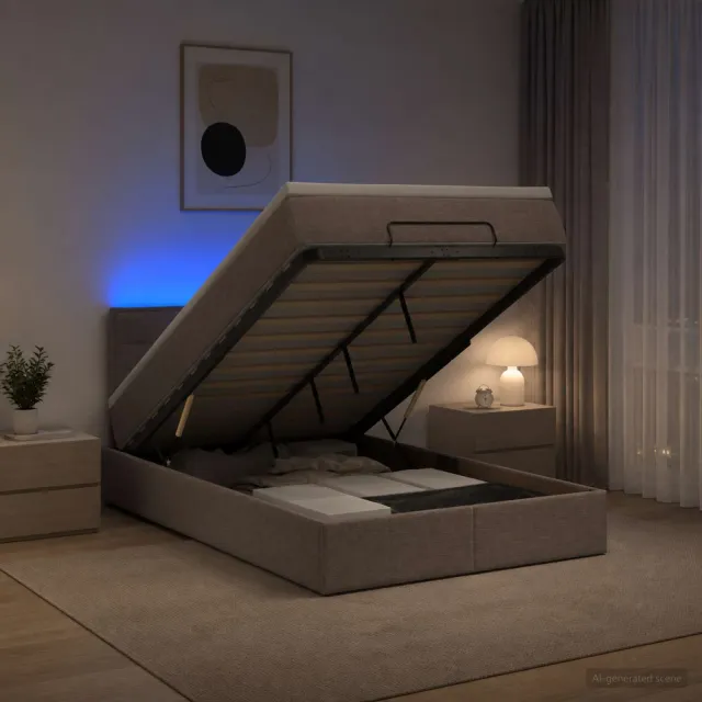 vidaXL Ottoman Bed met Matrassen en LED Taupe 120 x 190 cm Stof