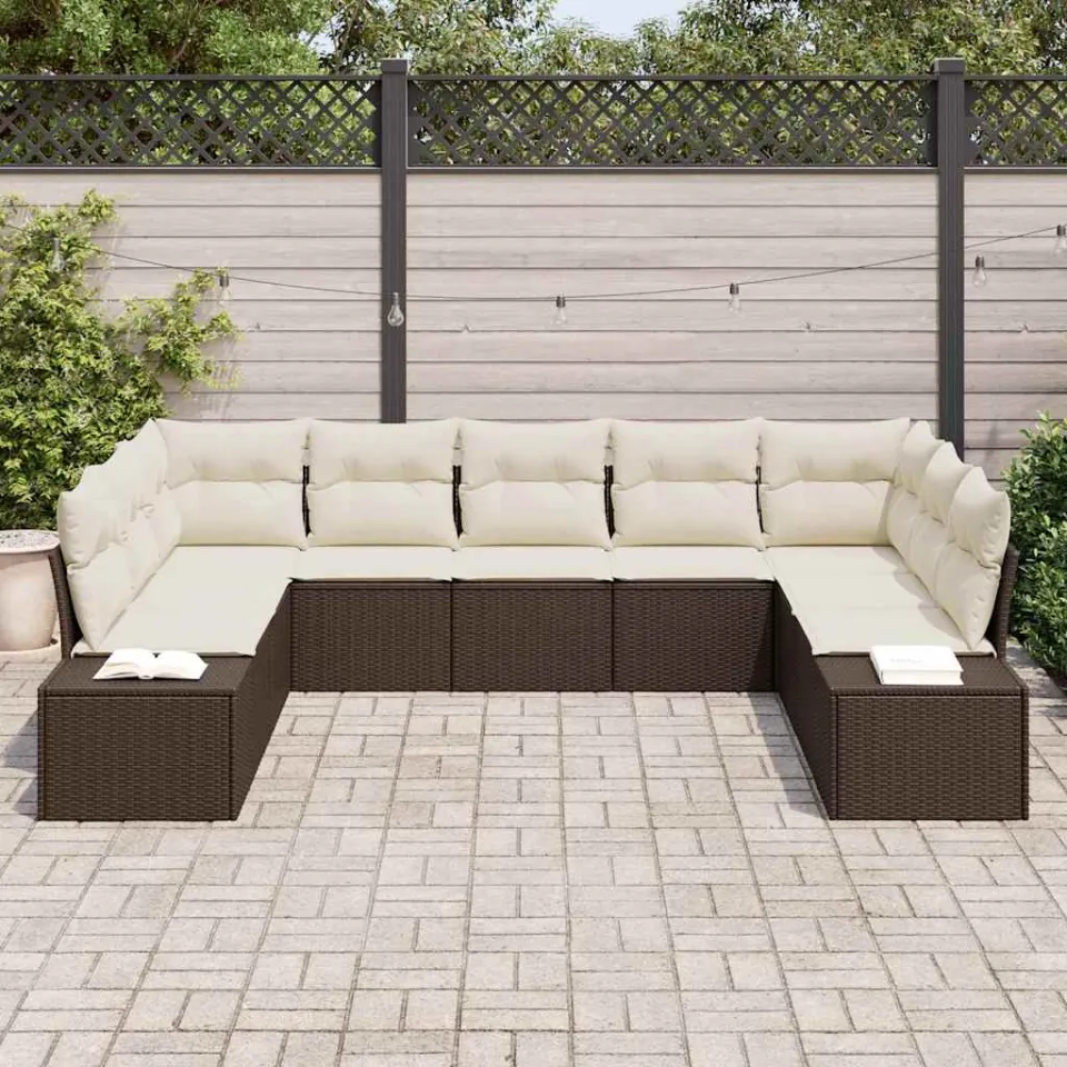 vidaXL Tuin Sofa Set 9 st Bruin poly rattan, foto 3