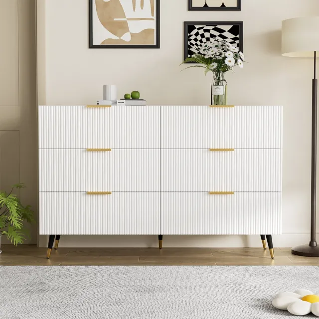 MODFU Elegante Sideboard met Modern Ontwerp, Kommode met Lades en Veel Opbergruimte Wit