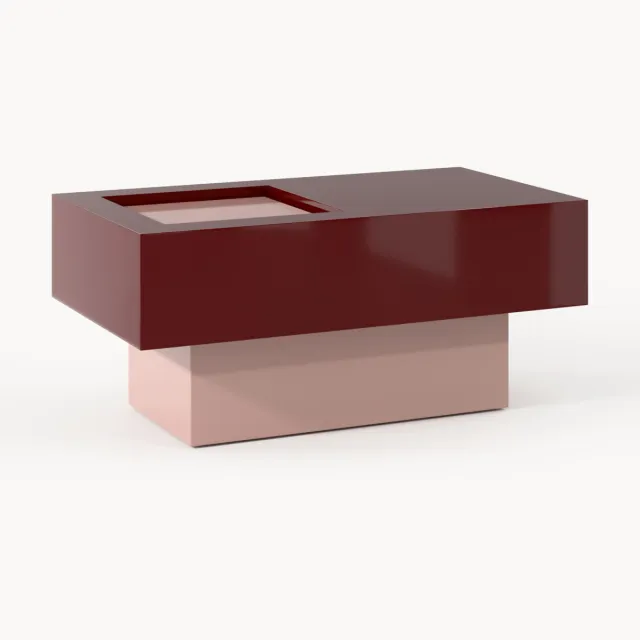 Westwing Collection Salontafel Alessa met opbergruimte Roze, Wijnrood