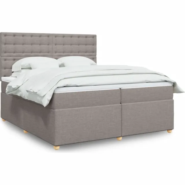 vidaXL Boxspring met matras stof taupe 200x200 cm