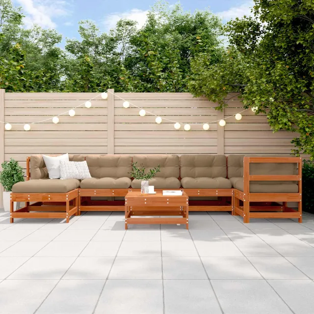 vidaXL Tuin loungeset 8 st Wasbruin Massief grenenhout bruin, foto 2