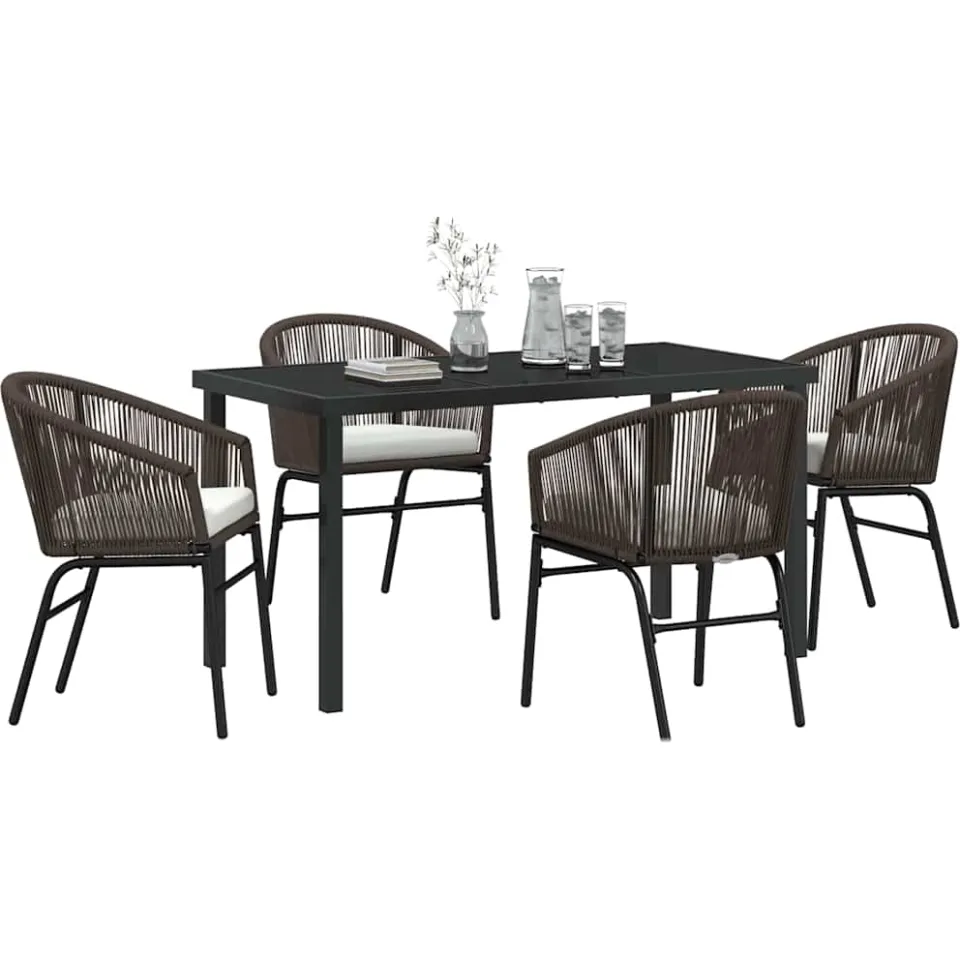 vidaXL Tuin eettafelset 5 st Bruin Gepoedercoat staal