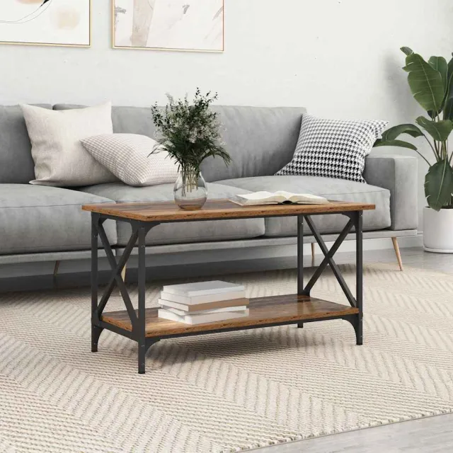 vidaXL Salontafel Oud hout 80 x 45 x 45.5 cm Bewerkt hout bruin, foto 2