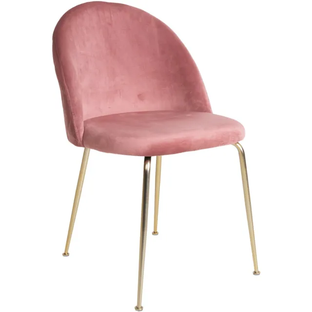 Norrut Geles eetkamerstoel rosa velours, poten in messing look. Oudroze