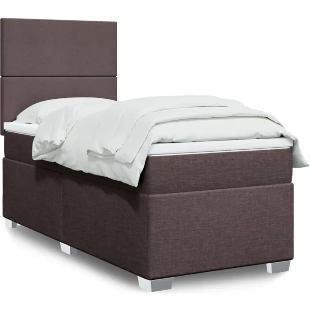 vidaXL Boxspring met matras stof donkerbruin 90x200 cm bruin