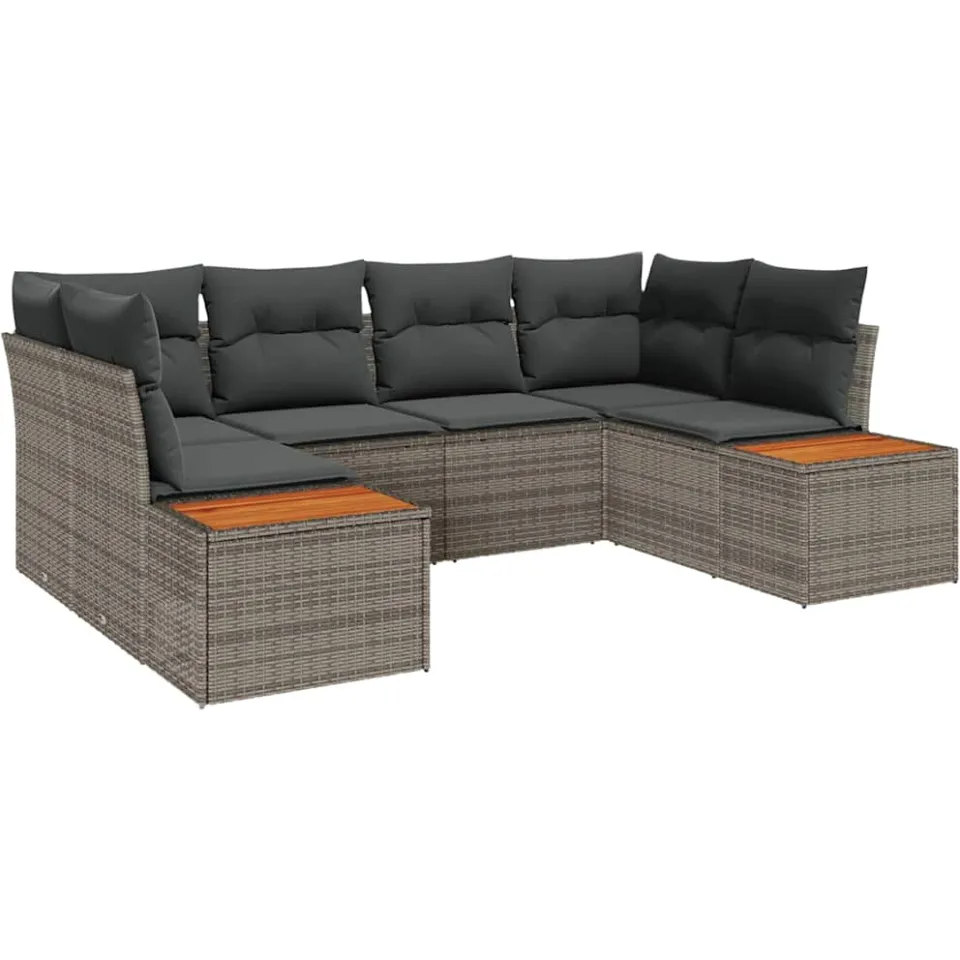 vidaXL Tuin Sofa Set 6 st Grijs poly rattan