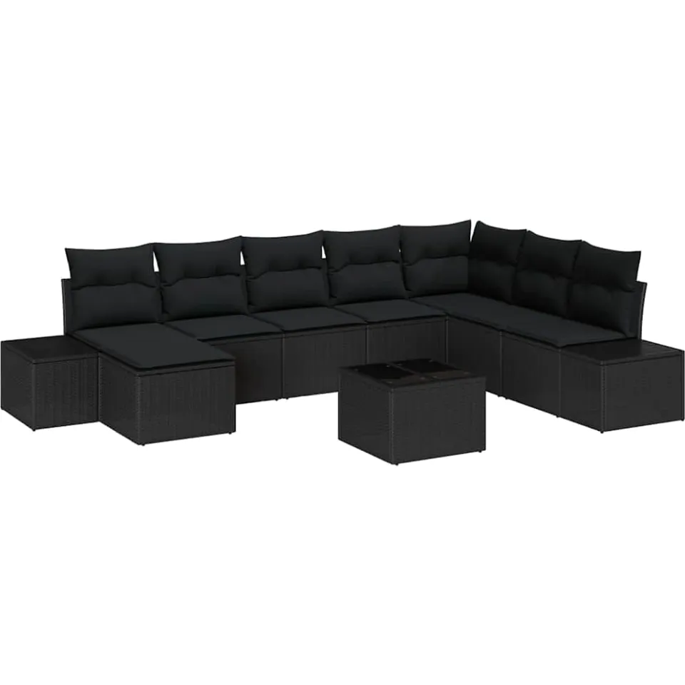 vidaXL Tuin Sofa Set 8 st Zwart poly rattan