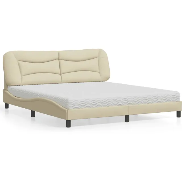 vidaXL Bed met matras "Hvar" stof crèmekleurig 180x200 cm