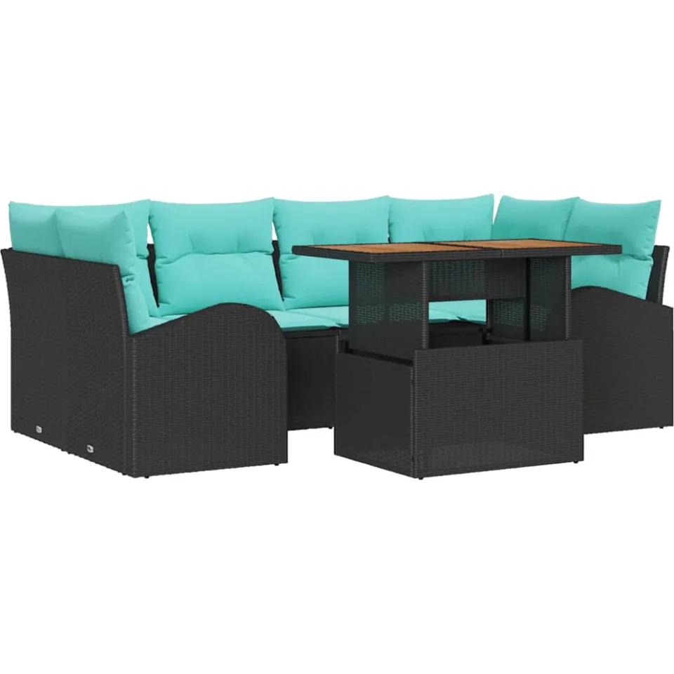 vidaXL Tuin Sofa Set 7 st Zwart Poly riet
