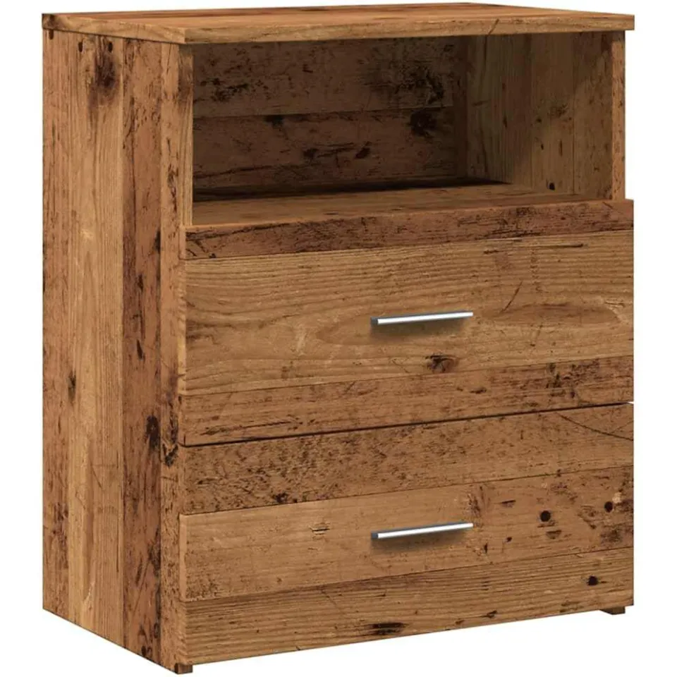 vidaXL Nachtkastje 50x32x60 cm bewerkt hout oud houtkleurig bruin, foto 3