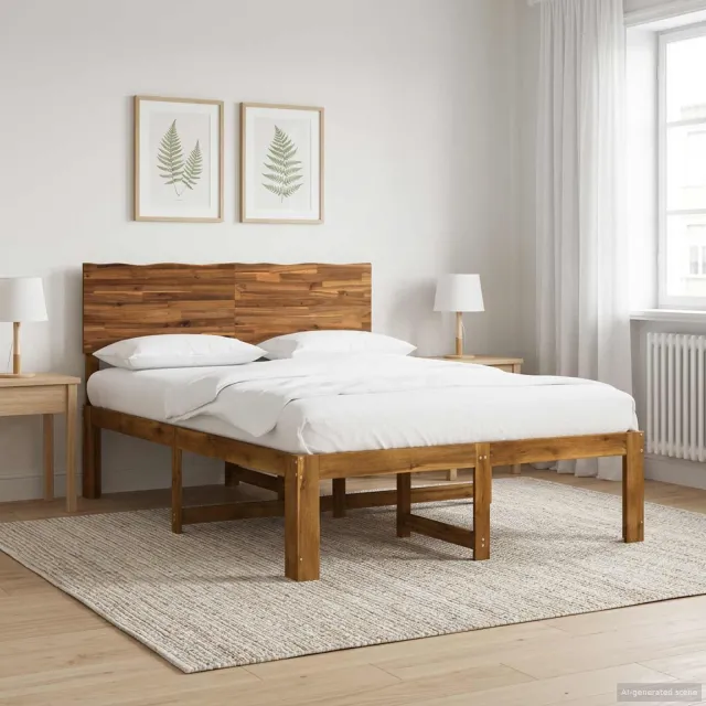 vidaXL Tweepersoonsbed met hoofdeinde ROSTOCK Naturel 140 x 200 cm Bruin