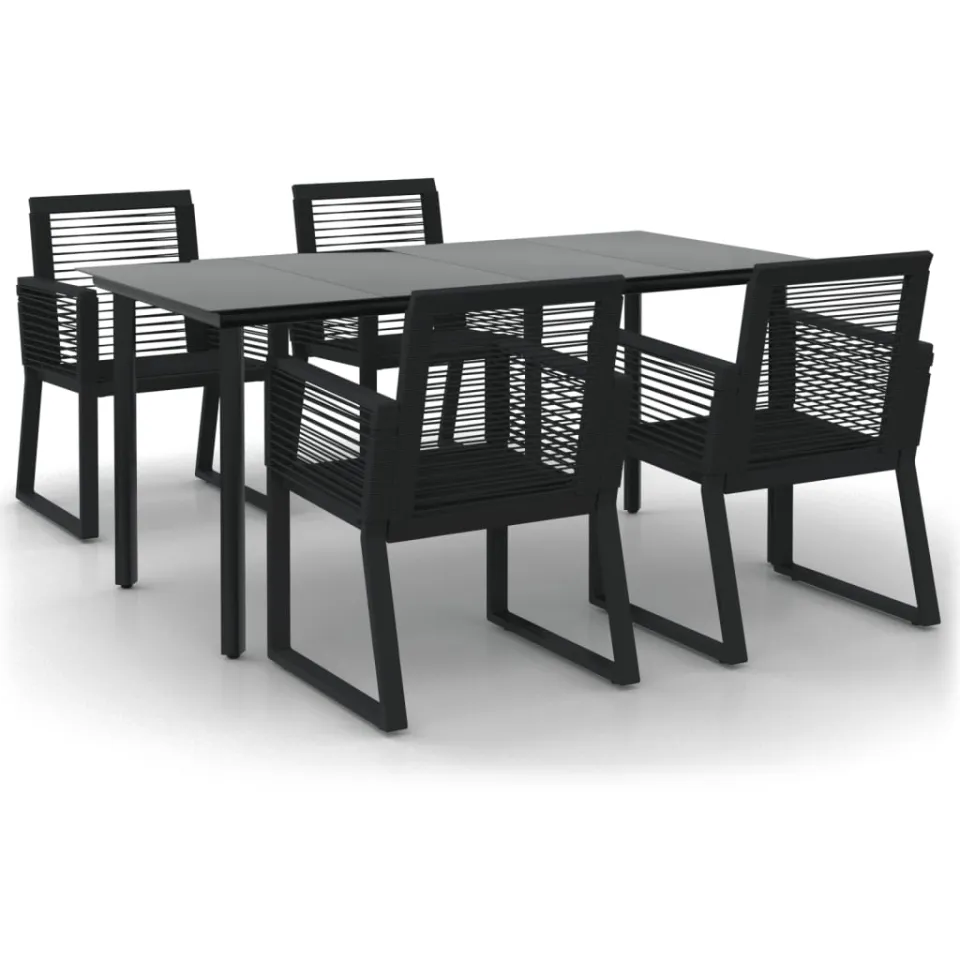 vidaXL 5-delige Tuinset PVC-rattan zwart, foto 3